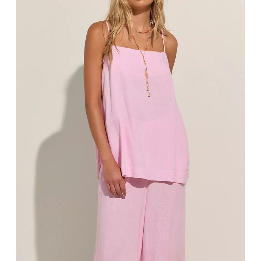 Free People Free-Est Sightseer Linen Tank Tunic Top Sleeveless Breezy M 291107